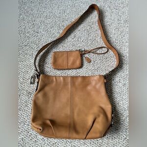 Coach Duffle Leather Crossbody/Shoulder Bag & Matching Wristlet